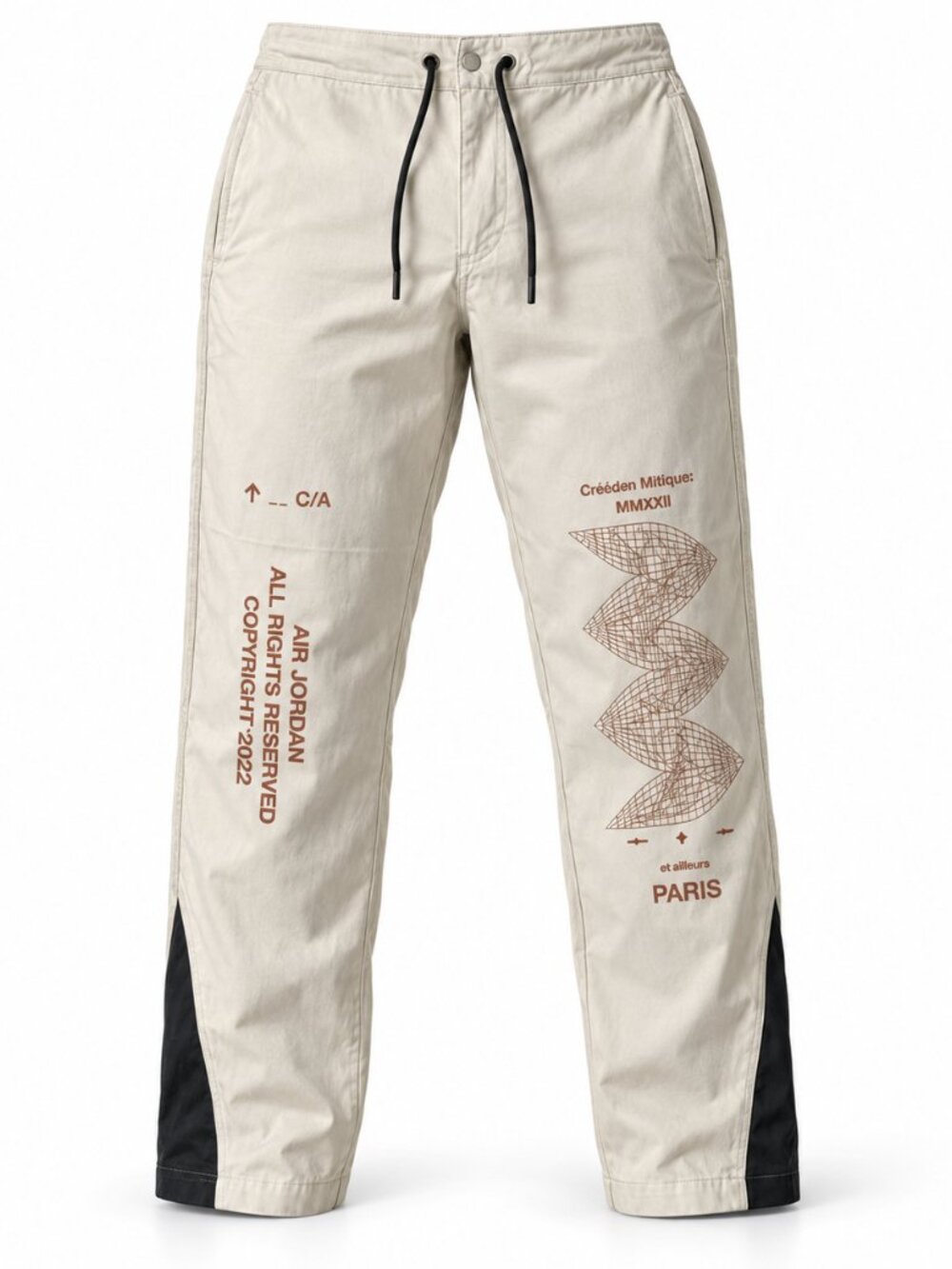 Air Jordan Flight Heritage Woven Pants‎ Men's M Beige Black DV1609-206 Brand New